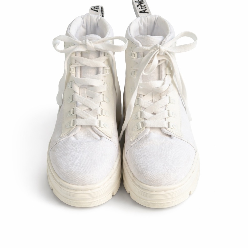 Dr. Martens Combs W White Canvas Platform Combat Boots Women’s 9